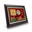 10.5" x 13.5" Award Plaque with Gold Plated Pewter - Good Fortune The Chinese character Fu