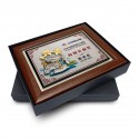7" x 9" Award Plaque with Gold Plated Pewter - Lotus Flower (Bunga Teratai)