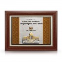 7" x 9" Award Plaque with Gold Plated Pewter - Perdana Putra (Songket Background)