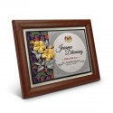 7" x 9" Award Plaque : Pewter Bunga Raya 2 Flowers (Hibiscus with Batik Background)