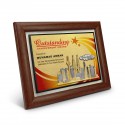 7" x 9" Award Plaque with Gold Plated Pewter - Kuala Lumpur Landmark