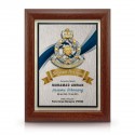 7" x 9" Award Plaque with Gold Plated Pewter - Logo Police Diraja Malaysia (Polis PDRM)