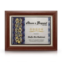 7" x 9" Award Plaque with Gold Plated Pewter - Malay Carving Motif