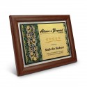 7" x 9" Award Plaque with Gold Plated Pewter - Malay Carving Motif