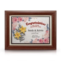 7" x 9" Award Plaque with Gold Plated Pewter - Lily Flower