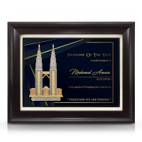 9" x 11" Award Plaque with Gold Plated Pewter : Petronas Twin Towers
