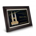 9" x 11" Award Plaque with Gold Plated Pewter : Petronas Twin Towers