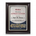 9" x 11" Award Plaque with Gold Plated Pewter - Malay Carving Motif