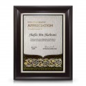 9" x 11" Award Plaque with Gold Plated Pewter - Malay Carving Motif