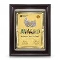 9" x 11" Award Plaque with Gold Diamond Aluminium Plate and Gold Plated Pewter - Tengkolok