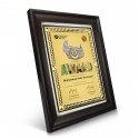 9" x 11" Award Plaque with Gold Diamond Aluminium Plate and Gold Plated Pewter - Tengkolok