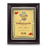 9" x 11" Award Plaque with Gold Diamond Aluminium Plate and Gold Plated Pewter - Bunga Raya