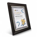 9" x 11" Award Plaque with Silver Diamond Aluminium Plate and Gold Plated Pewter - Orchid 3 Flowers (Anggerik)