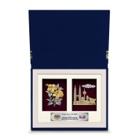 2 in 1 Book Frame 8" x 10" with Gold Plated Pewter: Bunga Raya 2 Flowers and Malaysia Landmark 2 in 1 Book Frame 8" x 10" with Gold Plated Pewter: Bunga Raya 2 Flowers and Malaysia Landmark