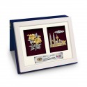  2 in 1 Book Frame 8" x 10" with Gold Plated Pewter: Bunga Raya 2 Flowers and Malaysia Landmark