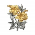 6" x 8" Book Frame with Gold Plated Pewter - Hibiscus 2 Flowers (Bunga Raya)