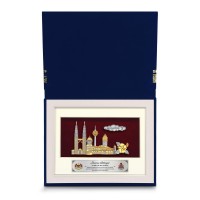 7" x 9" Book Frame with Gold Plated Pewter: Malaysia Landmark 7" x 9" Book Frame with Gold Plated Pewter: Malaysia Landmark