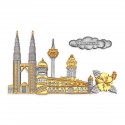 7" x 9" Book Frame with Gold Plated Pewter: Malaysia Landmark