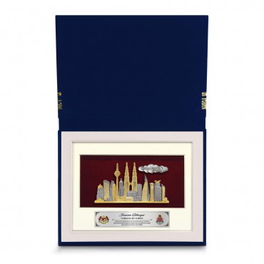 7" x 9" Book Frame with Gold Plated Pewter: Kuala Lumpur Landmark 7" x 9" Book Frame with Gold Plated Pewter: Kuala Lumpur Landmark