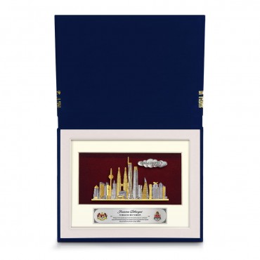 7" x 9" Book Frame with Gold Plated Pewter: Kuala Lumpur Landmark 7" x 9" Book Frame with Gold Plated Pewter: Kuala Lumpur Landmark
