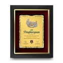 10" x 12.5" Earthleaf Gold Aluminium Plate With Premium Plaque And Gold Plated Pewter - Tengkolok