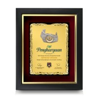 10" x 12.5" Earthleaf Gold Aluminium Plate With Premium Plaque And Gold Plated Pewter - Tengkolok