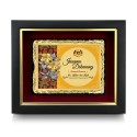 10" x 12.5" Earthleaf Gold Aluminium Plate With Premium Plaque And Gold Plated Pewter - Bunga Raya 2 Flowers