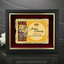 10" x 12.5" Earthleaf Gold Aluminium Plate With Premium Plaque And Gold Plated Pewter - Bunga Raya 2 Flowers