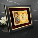 10" x 12.5" Earthleaf Gold Aluminium Plate With Premium Plaque And Gold Plated Pewter - Bunga Raya 2 Flowers