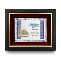 10" x 12.5" Silver Diamond Aluminium Plate With Premium Plaque And Gold Plated Pewter - Putrajaya Mosque (Masjid Putrajaya)
