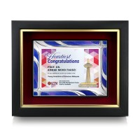10" x 12.5" Prismatic Violet Aluminium Plate With Premium Plaque And Gold Plated Pewter - Kuala Lumpur Tower
