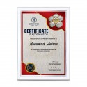White Silver Certificate Frame with Gold Plated Pewter - Rafflesia