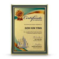 Emerald Gold Certificate Frame with Gold Plated Pewter - Kuala Lumpur Landmark