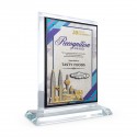 6" x 8" Crystal Award Plaque Vertical with Gold Plated Pewter - Malaysia Landmark