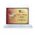 6" x 8" Crystal Award Plaque Horizontal with Gold Plated Pewter - Rebana Ubi