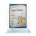 6" x 8" Crystal Award Plaque Vertical with Gold Plated Pewter - Pitcher Plant (Periuk Kera)