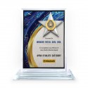 6" x 8" Crystal Award Plaque Vertical with Gold Plated Pewter - Star Awards