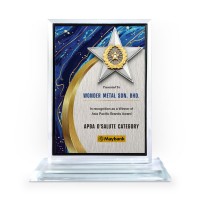 6" x 8" Crystal Award Plaque Vertical with Gold Plated Pewter - Star Awards 6" x 8" Crystal Award Plaque Vertical with Gold Plated Pewter - Star Awards