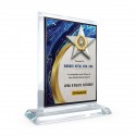 6" x 8" Crystal Award Plaque Vertical with Gold Plated Pewter - Star Awards