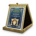 7" x 9" Crystal Award Plaque with Songket Box and Gold Plated Pewter - Gong