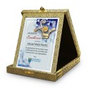 7" x 9" Crystal Award Plaque with Songket Box and Gold Plated Pewter - Birds of Paradise