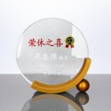 6.5" Gold Round Crystal Plaque