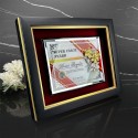 10" x 12.5" Premium Crystal Plaque With Gold Plated Pewter Bunga Raya