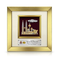 8" x 8" Glory Gold Frame with Gold Plated Pewter - Malaysia Landmark