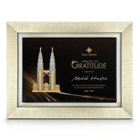 10.5" x 13.5" Glory Plaque with Gold Plated Pewter - Petronas Twin Towers