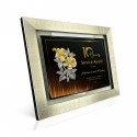 10.5" x 13.5" Glory Plaque with Gold Plated Pewter - Bunga Raya 2 Flowers (Hibiscus)