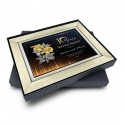 10.5" x 13.5" Glory Plaque with Gold Plated Pewter - Bunga Raya 2 Flowers (Hibiscus)