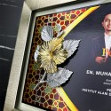 10.5" x 13.5" Glory Plaque with Gold Plated Pewter - Bunga Raya (Hibiscus)