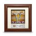7" x 7" Solid Frame with Printed Background (Malay Motif Pattern) : Gold Plated Pewter Keris