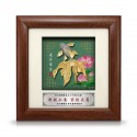 7" x 7" Solid Frame with Printed Background - Gold Plated Pewter Happiness Goldfish